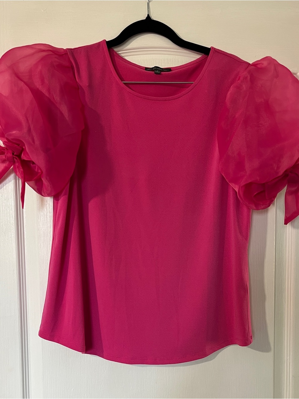 Adrianna Papell Hot Pink Puff Sleeve Blouse